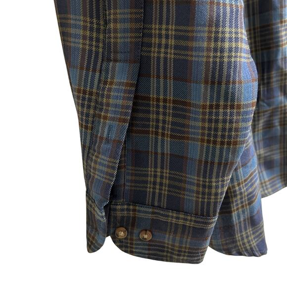 Sir Pendleton Mens Large Shirt 100% Wool Blue Brown Plaid L Button Down Collar - Picture 4 of 6